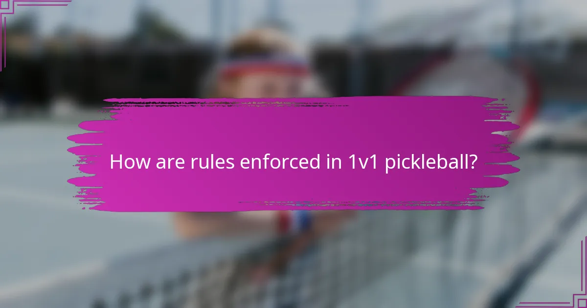 How are rules enforced in 1v1 pickleball?
