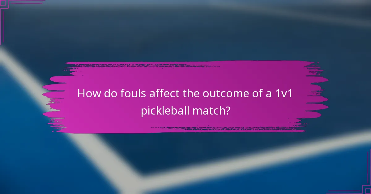 How do fouls affect the outcome of a 1v1 pickleball match?