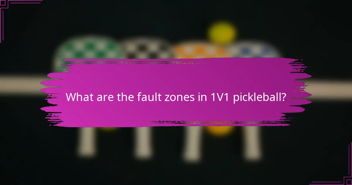 What are the fault zones in 1V1 pickleball?