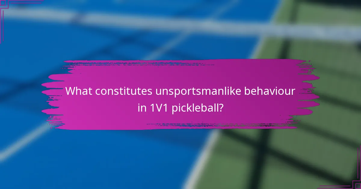 What constitutes unsportsmanlike behaviour in 1V1 pickleball?