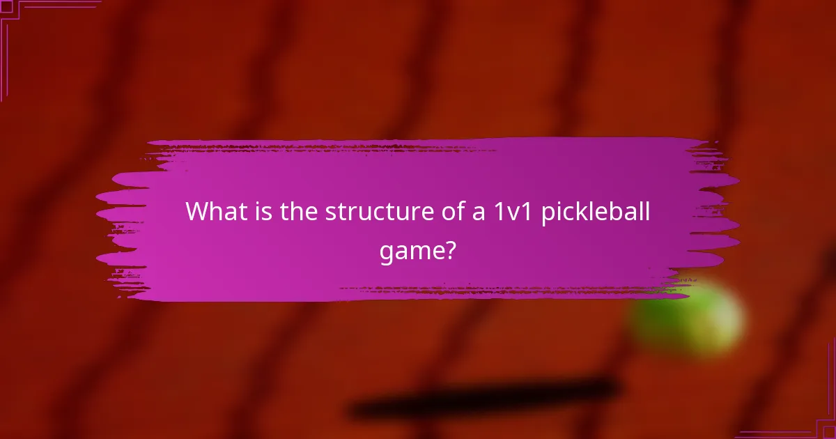 What is the structure of a 1v1 pickleball game?